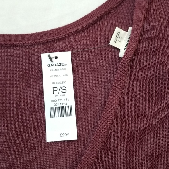 NWT Garage plum lowback pullover yoga sweater - Picture 3 of 4